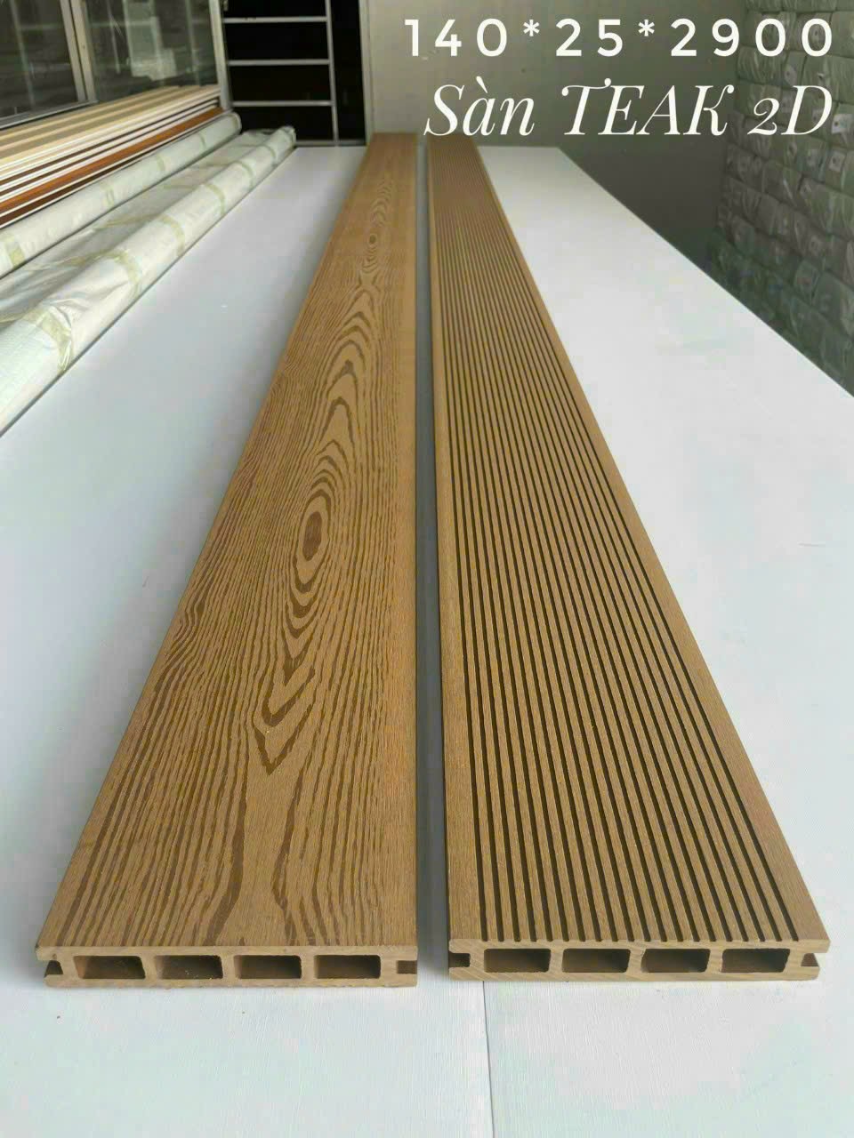 sàn nhựa 2D lỗ vuông màu teak