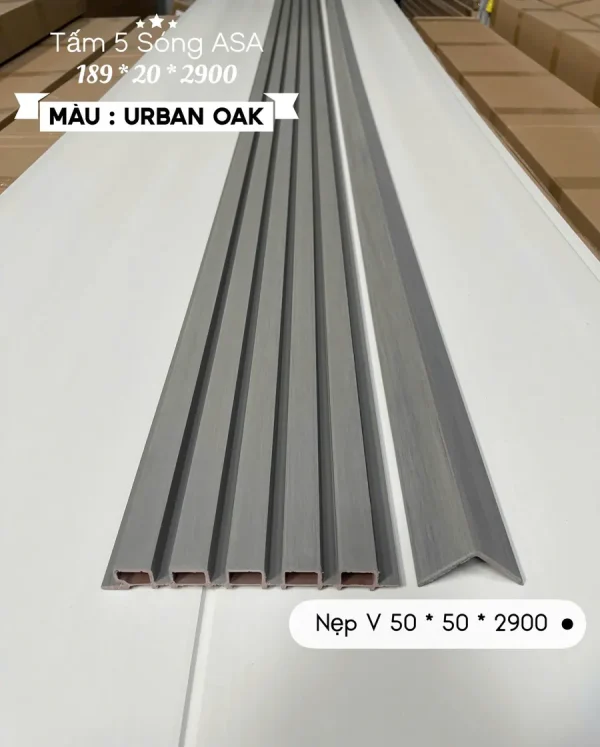 Tấm lam 5 sóng ngoài trời phủ ASA Urban Oak 189x20x2900mm